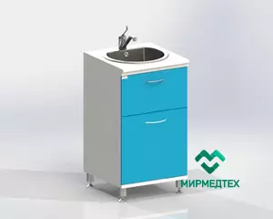 Тумба медицинская с мойкой и системой сортировки отходов на хром.ножках Виталия М1 Люкс