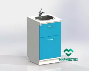 Тумба медицинская с мойкой и системой сортировки отходов на подиуме Виталия М1 Люкс