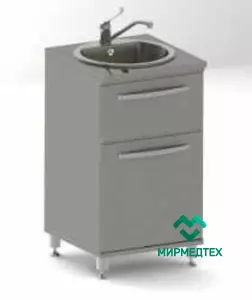 Тумба медицинская с мойкой и системой сортировки отходов на хром.ножках Виталия М1