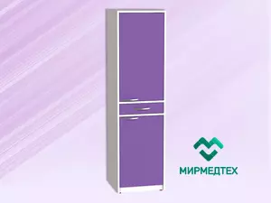 ШМРВм Шкаф медицинский с распашными дверьми, полками и выдвижными ящиками (одностворчатый 3 полки 1 выдвижной ящик, двери металл/металл)