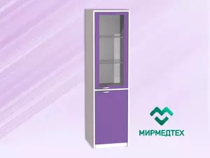 ШМРВс Шкаф медицинский с распашными дверьми, полками и выдвижными ящиками (одностворчатый 3 полки 1 выдвижной ящик, двери стекло/металл)