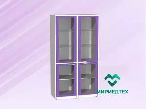 ШНХСИ - В Шкаф медицинский с распашной дверью из стекла, полками (3шт.), выдвижными ящиками (5шт.) для мед. инструментов