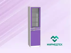 ШНХСИ - Р Шкаф медицинский с распашной дверью из стекла, полками (3шт.), выдвижными ящиками (распашная дверь- металл) для мед. инструментов