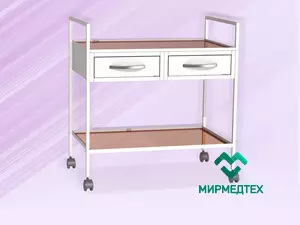 Столик подкатной с полками и выдвижными ящиками СПпв-2 (2в-С) (процедурный СС)