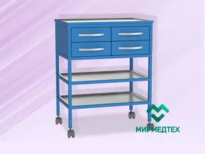 Столик подкатной с полками и выдвижными ящиками СПпв-2 (4в- Н) (процедурный НН)