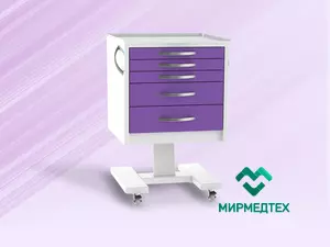Тумба подкатная с выдвижными ящиками (5шт., стекло прозрачное)