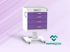 Тумба подкатная с выдвижными ящиками ТП-4 (Ц/З) (4 шт, центральный замок, стекло прозрачное)
