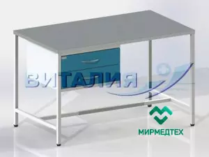 Стол лабораторный СЛ-2 М с 2-мя выдвижными ящиками (столешница из металла)